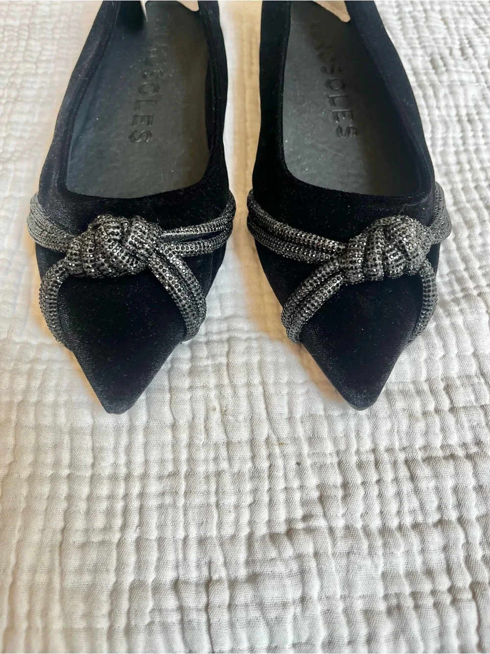 Aerosoles NWOT Women's Black Pointed Toe Damir Rhinestone Comfort Ballet Flat 8W